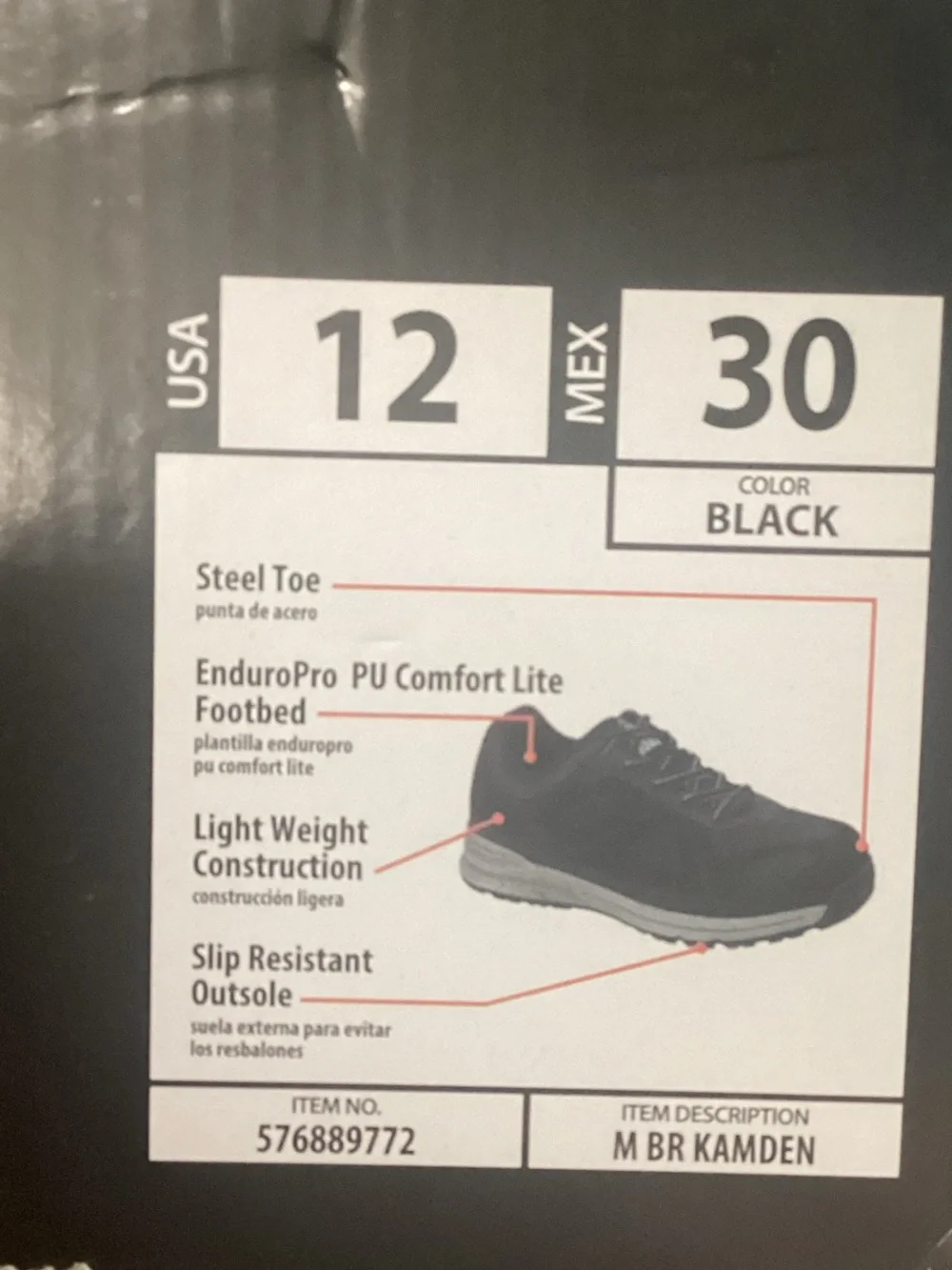 Preowned Brahma Kamden Steel Toe Shoes Size 12 Men’s.
